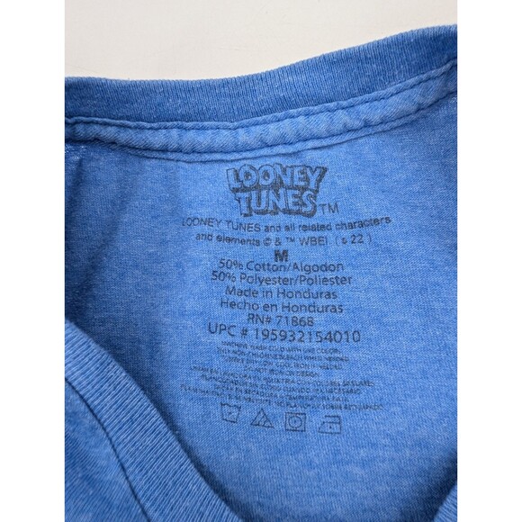 Looney Tunes Character Circle Logo Blue T-Shirt Bugs Taz Tweety Size Medium - Picture 3 of 5